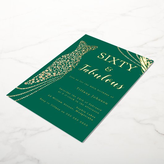 Invitation En Aluminium Soixante et fabuleuse robe d'or Emerald 60e annive (Rotation)