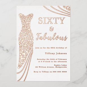 Invitation En Aluminium Soixante & Fabuleux ! Robe Rose Gold 60 ans