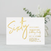 Invitation En Aluminium Soixante | Modern Lettering 60th Birthday Party (Debout devant)
