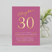 Invitation En Aluminium Soixante rose 30e Anniversaire Soirée Gold (Debout devant)