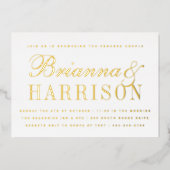 Invitation En Aluminium Son et ses Elégants Couples Douche Or (Recto)