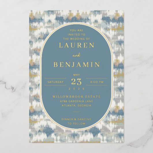 Invitation En Aluminium Sophisticated Blue Geometric (Recto)
