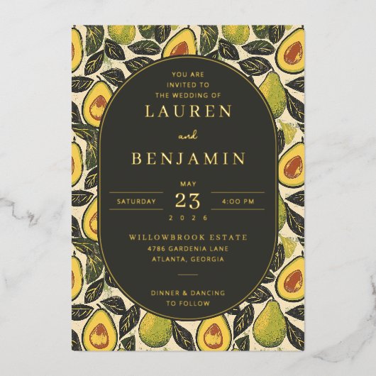 Invitation En Aluminium Sophisticated Green Avocado (Recto)