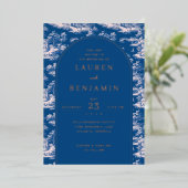 Invitation En Aluminium Sophisticated Navy Vintage Landscape (Debout devant)