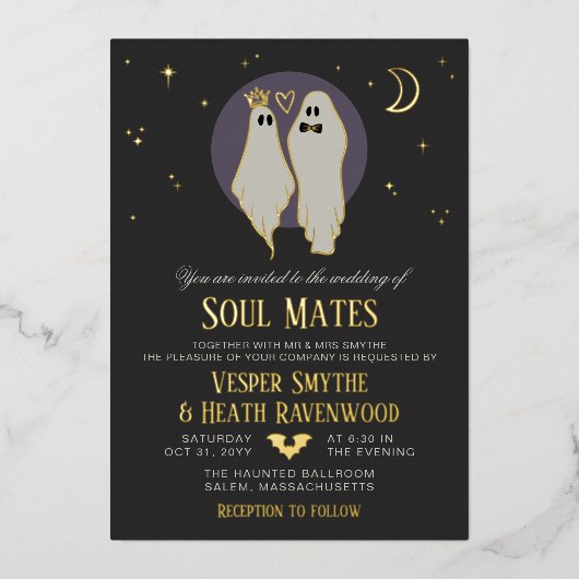 Invitation En Aluminium Soul Mates Halloween Haunted Ghost Wedding (Recto)