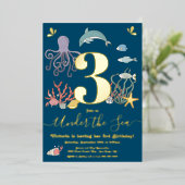 Invitation En Aluminium Sous la fête d'anniversaire de la mer (Debout devant)