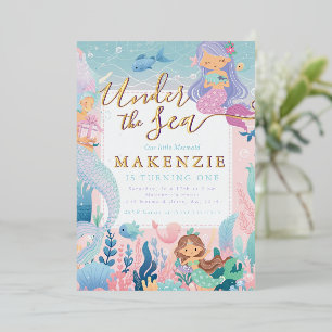 Invitation En Aluminium Sous la sirène d'anniversaire de la mer