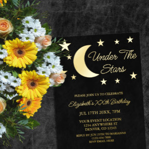 Invitation En Aluminium Sous les étoiles Anniversaire