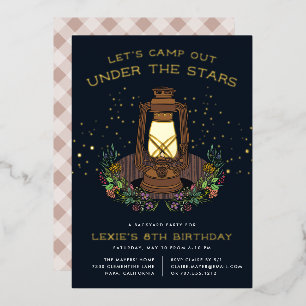Invitation En Aluminium Sous les Étoiles   Fête d'anniversaire Camping