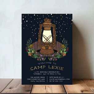 Invitation En Aluminium Sous les étoiles   Fête d'anniversaire de camping