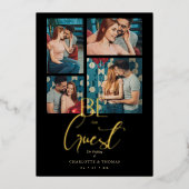 Invitation En Aluminium Soyez notre invité Black Fancy Collage Mariage 4 P (Recto)