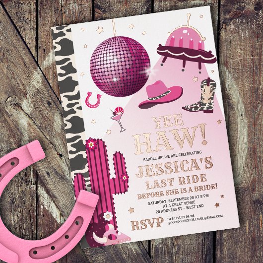 Invitation En Aluminium Space Cowgirl Bachelorette