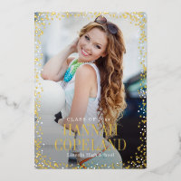Sparkle Delight Foil Graduation Portrait Photo