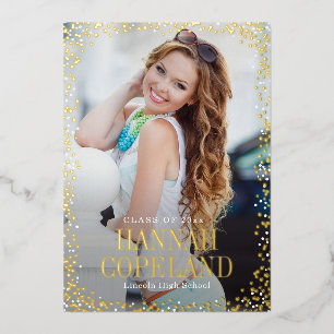 Invitation En Aluminium Sparkle Delight Foil Graduation Portrait Photo