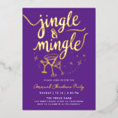 Invitation En Aluminium Sparkly Gold Purple Jingle Mingle Cocktail Doodles (Recto)