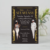 Invitation En Aluminium Speakeasy Flapper Party afro-américain noir (Debout devant)
