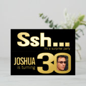 Invitation En Aluminium Ssh... Surprise 30e anniversaire fête or noir (Debout devant)
