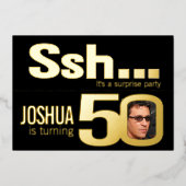 Invitation En Aluminium Ssh... Surprise 50e anniversaire fête d'or noir (Recto)