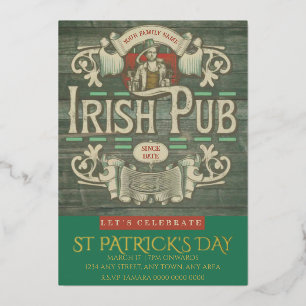 Invitation En Aluminium St Patrick's Day Funny Personnalisé Pub irlandais