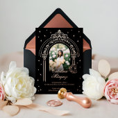 Invitation En Aluminium Star de la lune céleste Tiara Arch Photo Quinceañe