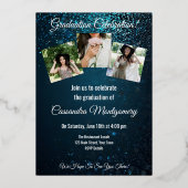 Invitation En Aluminium Stardust Blue Modern Carré Photo Party (Verso)