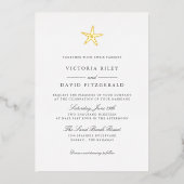 Invitation En Aluminium Starfish Elegant Ocean Beach MARIAGE OR (Recto)