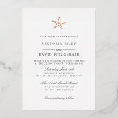 Invitation En Aluminium Starfish Elegant Ocean Beach MARIAGE ROSE OR (Recto)