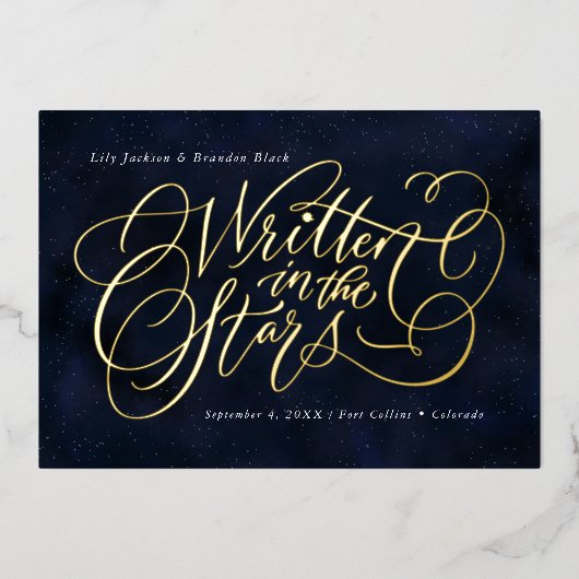 Invitation En Aluminium Starry-Eyed Enregistrer la date (Recto)