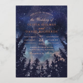 Invitation En Aluminium Starry Mariage de nuit Rose (Recto)