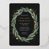 Invitation En Aluminium Starry Winter Laurel | Fête de vacances (Recto)