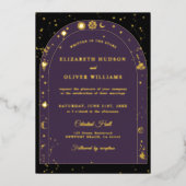 Invitation En Aluminium Stars célestes Lune or Boho Arch Mariage (Recto)