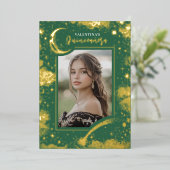 Invitation En Aluminium Stars d'or céleste Lune Nuit Quinceanera Photo (Debout devant)