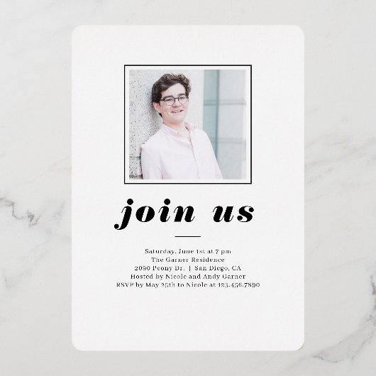 Invitation En Aluminium Stats simples Graduation Foil Couleur modifiable M (Verso)