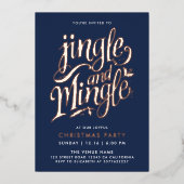 Invitation En Aluminium Style chic Marine Bleu Business Noël Script (Recto)