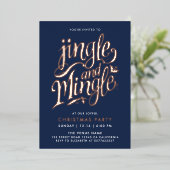 Invitation En Aluminium Style chic Marine Bleu Business Noël Script (Debout devant)