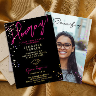 Invitation En Aluminium Style Chic Parties scintillant noire rose de l'éco