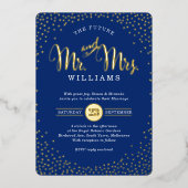 Invitation En Aluminium STYLE MODERNE MARIAGE confetti bleu marine or (Recto)