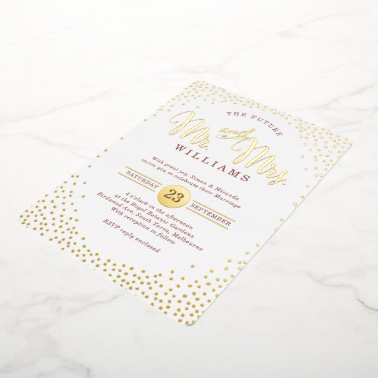 Invitation En Aluminium STYLE MODERNE MARIAGE confetti marsala or (Rotation)