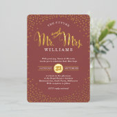 Invitation En Aluminium STYLE MODERNE MARIAGE mini confetti marsala or (Debout devant)
