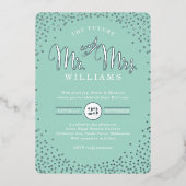 Invitation En Aluminium STYLE MODERNE MARIAGE mini confetti menthe argent (Recto)
