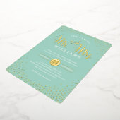 Invitation En Aluminium STYLE MODERNE MARIAGE mini confetti menthe or (Rotation)