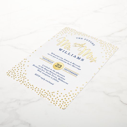 Invitation En Aluminium STYLE MODERNE MARIAGE mini confetti or marine (Rotation)