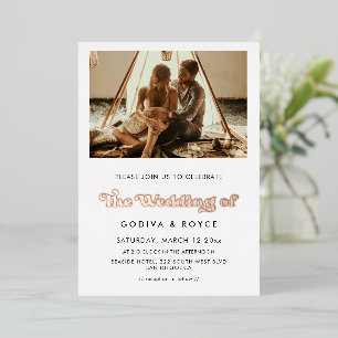 Invitation En Aluminium Style rétro mariage photo rose or