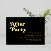 Invitation En Aluminium Style rétro noir & or Mariage Après la fête (Debout devant)