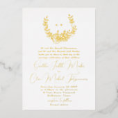 Invitation En Aluminium Subtil Classic Wreath Monogram Mariage Gold (Recto)