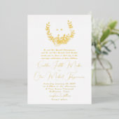 Invitation En Aluminium Subtil Classic Wreath Monogram Mariage Gold (Debout devant)