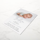 Invitation En Aluminium Subtle Cross One Photo Baptism Argent (Rotation)