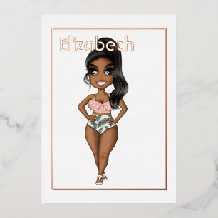 Invitation En Aluminium Summer Beach Afro-Américain Anniversaire Foil Invi