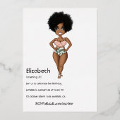 Invitation En Aluminium Summer Beach Afro-Américain Anniversaire Foil Invi (Verso)