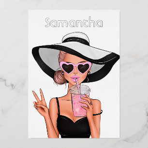 Invitation En Aluminium Summer Mood Fashion Beach Glam Lady Foil Invitatia